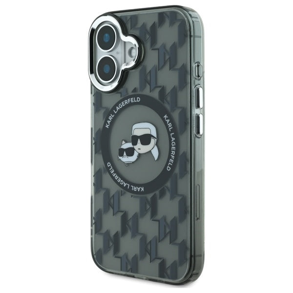 MagSafe cover til Apple iPhone 16, Karl Lagerfeld, IML Monogram Karl & Choupette's Heads, Sort