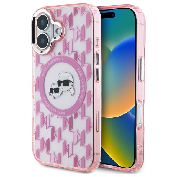MagSafe cover til Apple iPhone 16, Karl Lagerfeld, IML Monogram Karl & Choupette's Heads, Pink