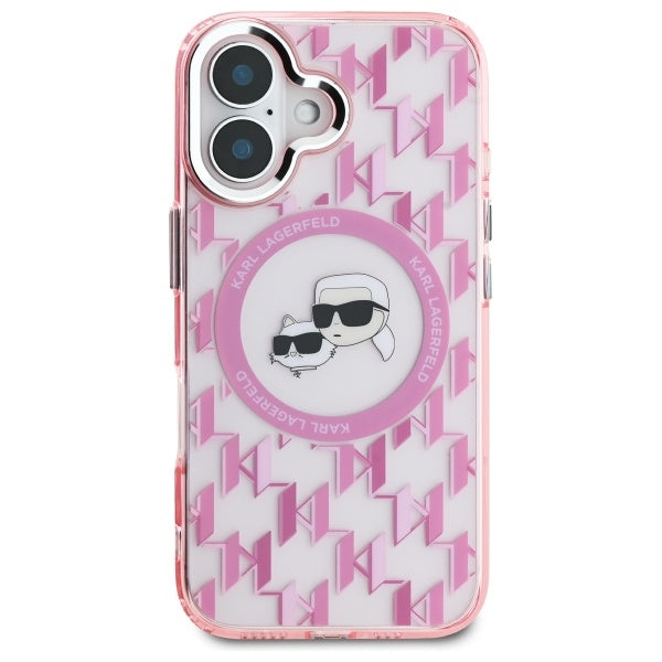 MagSafe cover til Apple iPhone 16, Karl Lagerfeld, IML Monogram Karl & Choupette's Heads, Pink