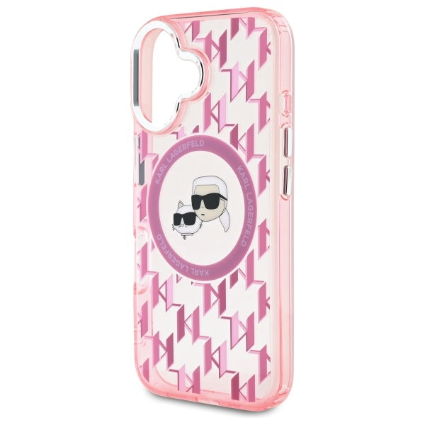 MagSafe cover til Apple iPhone 16, Karl Lagerfeld, IML Monogram Karl & Choupette's Heads, Pink