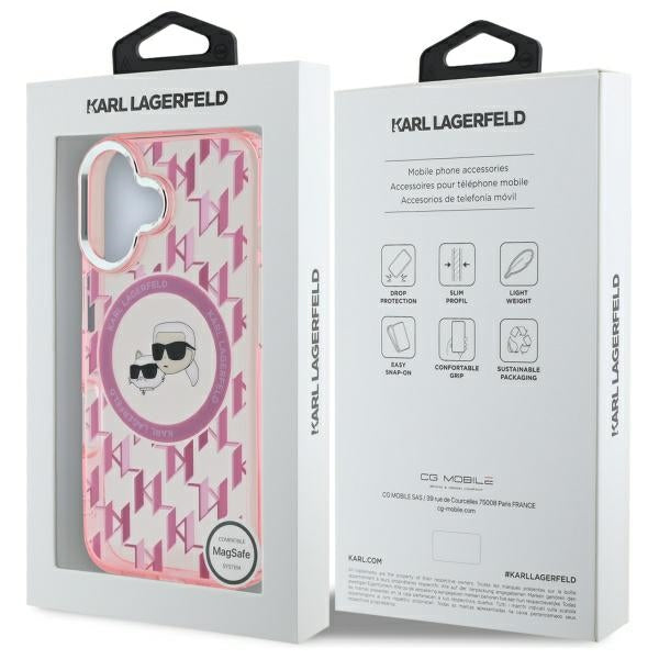 MagSafe cover til Apple iPhone 16, Karl Lagerfeld, IML Monogram Karl & Choupette's Heads, Pink