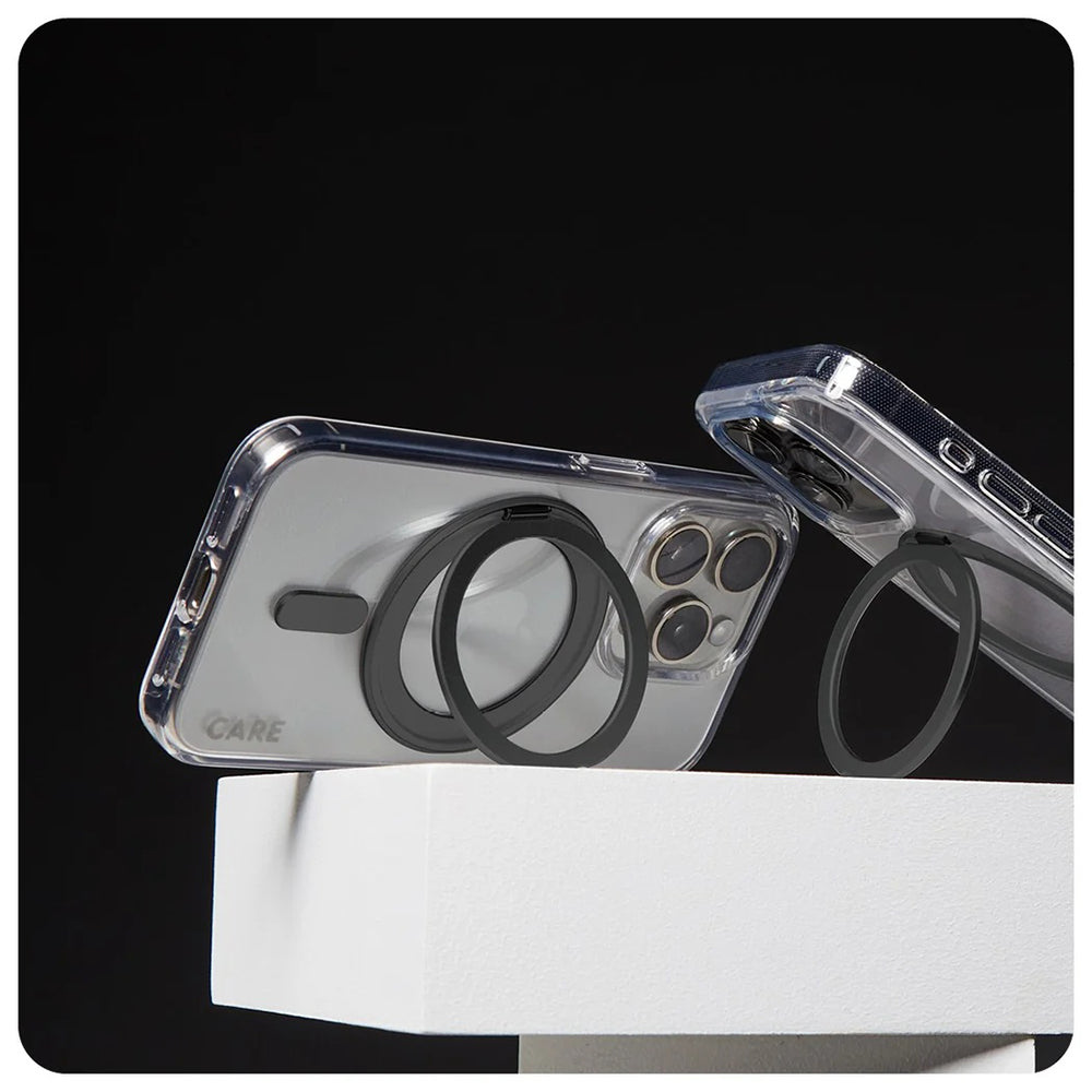 MagSafe cover til Apple iPhone 16, PanzerGlass, Care Feature Kickstand, Sort Transparent