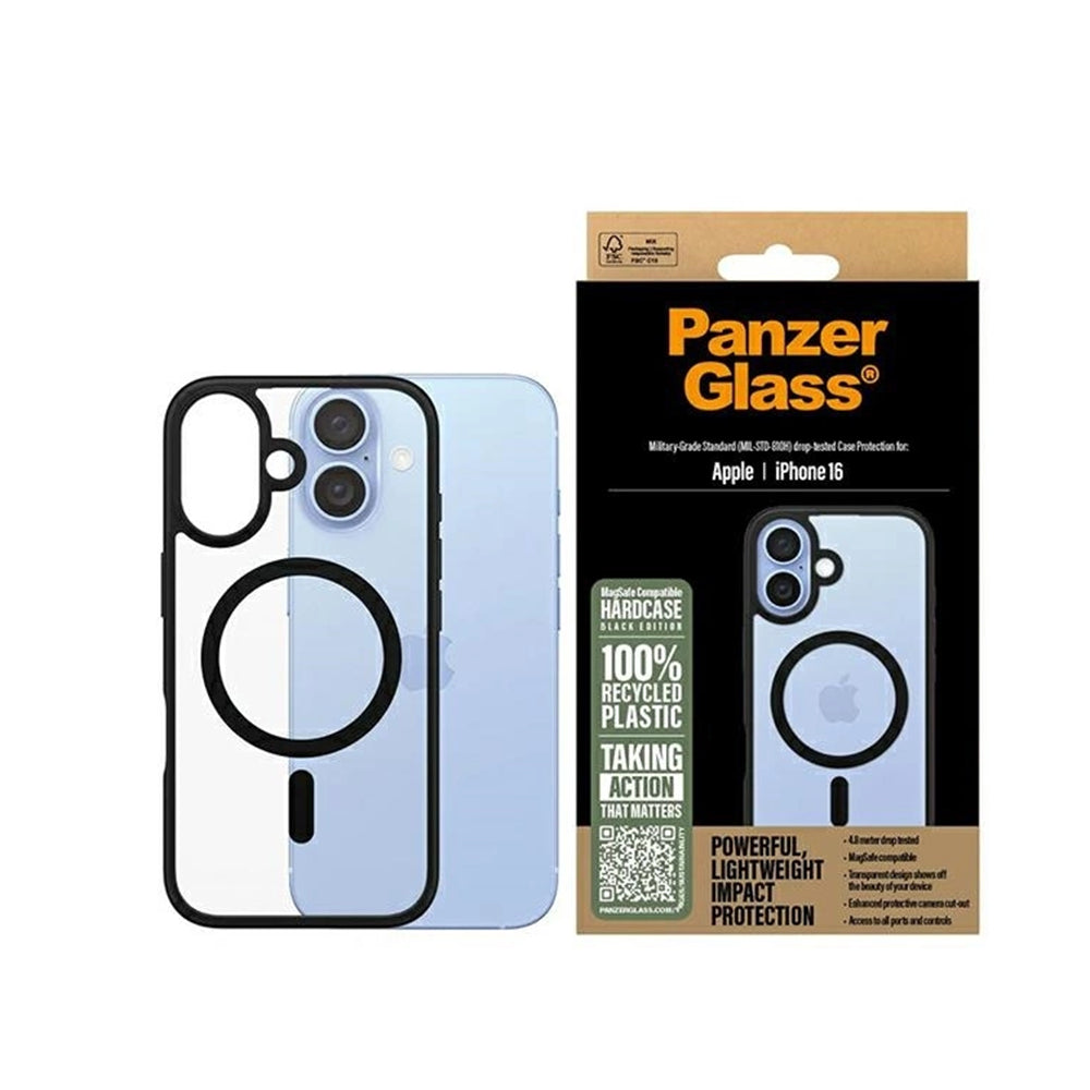 MagSafe cover til Apple iPhone 16, PanzerGlass, Frame, Sort Transparent