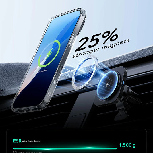 MagSafe Case for Apple iPhone 16 Plus, ESR, Classic Hybrid Kickstand, Transparent