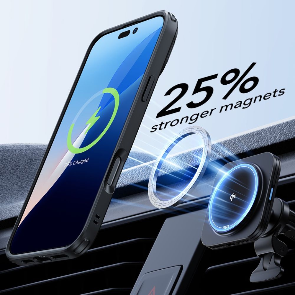 MagSafe Cover til Apple iPhone 16 Plus, ESR, Classic Hybrid Kickstand med Skærmbeskytter, Sort Transparent