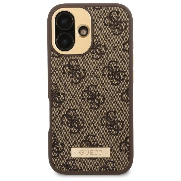 MagSafe cover til Apple iPhone 16 Plus, Guess, 4G Logo Plate, Brun