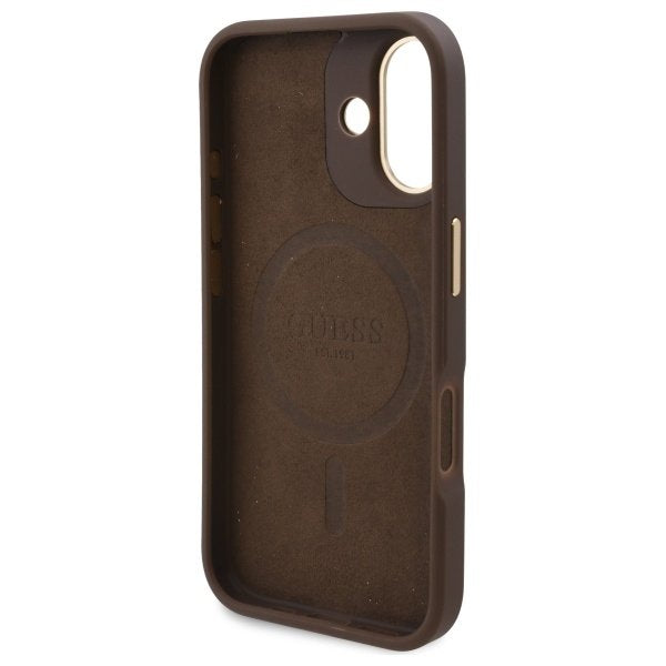 MagSafe cover til Apple iPhone 16 Plus, Guess, 4G Logo Plate, Brun