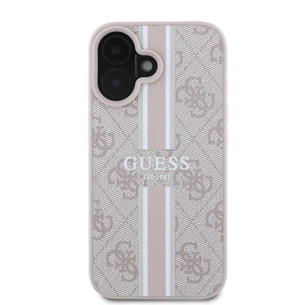 MagSafe Case for Apple iPhone 16 Plus, Guess, 4G Printed Stripes, Pink