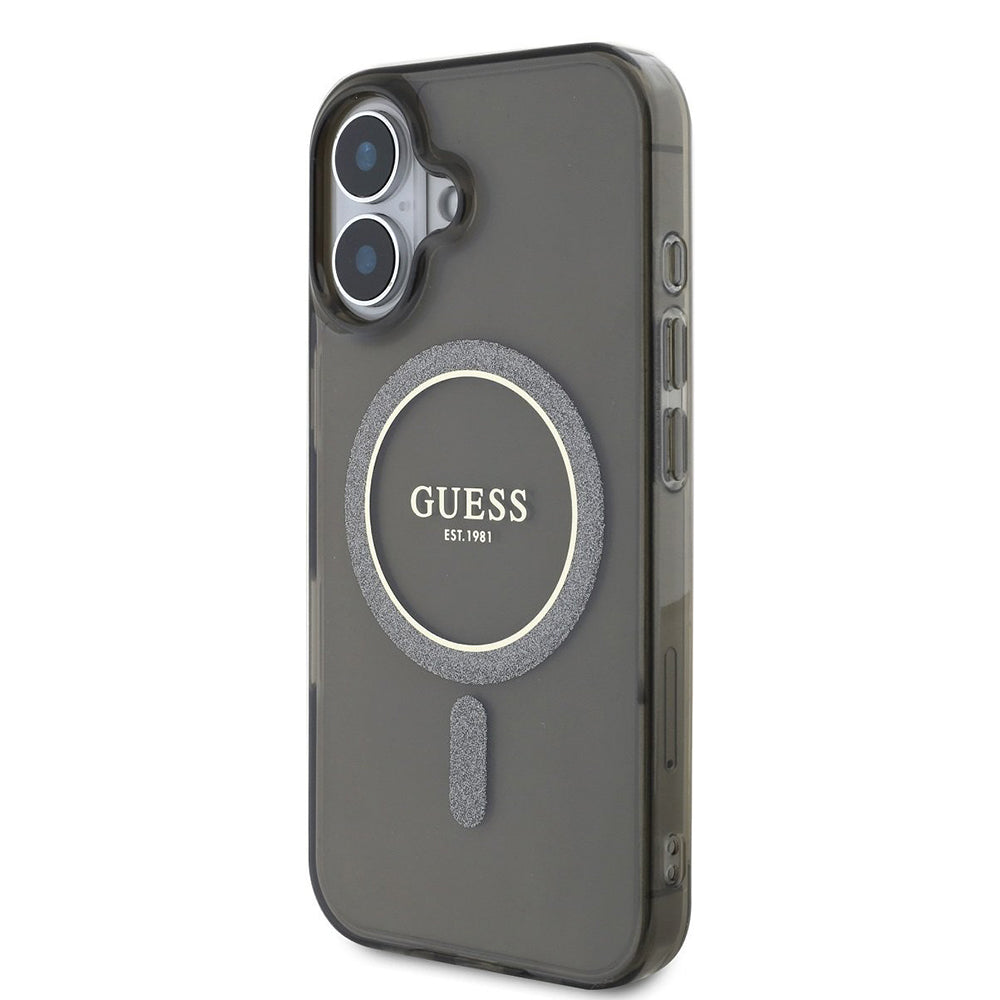 MagSafe cover til Apple iPhone 16 Plus, Guess, IML Glitter Circle, Sort