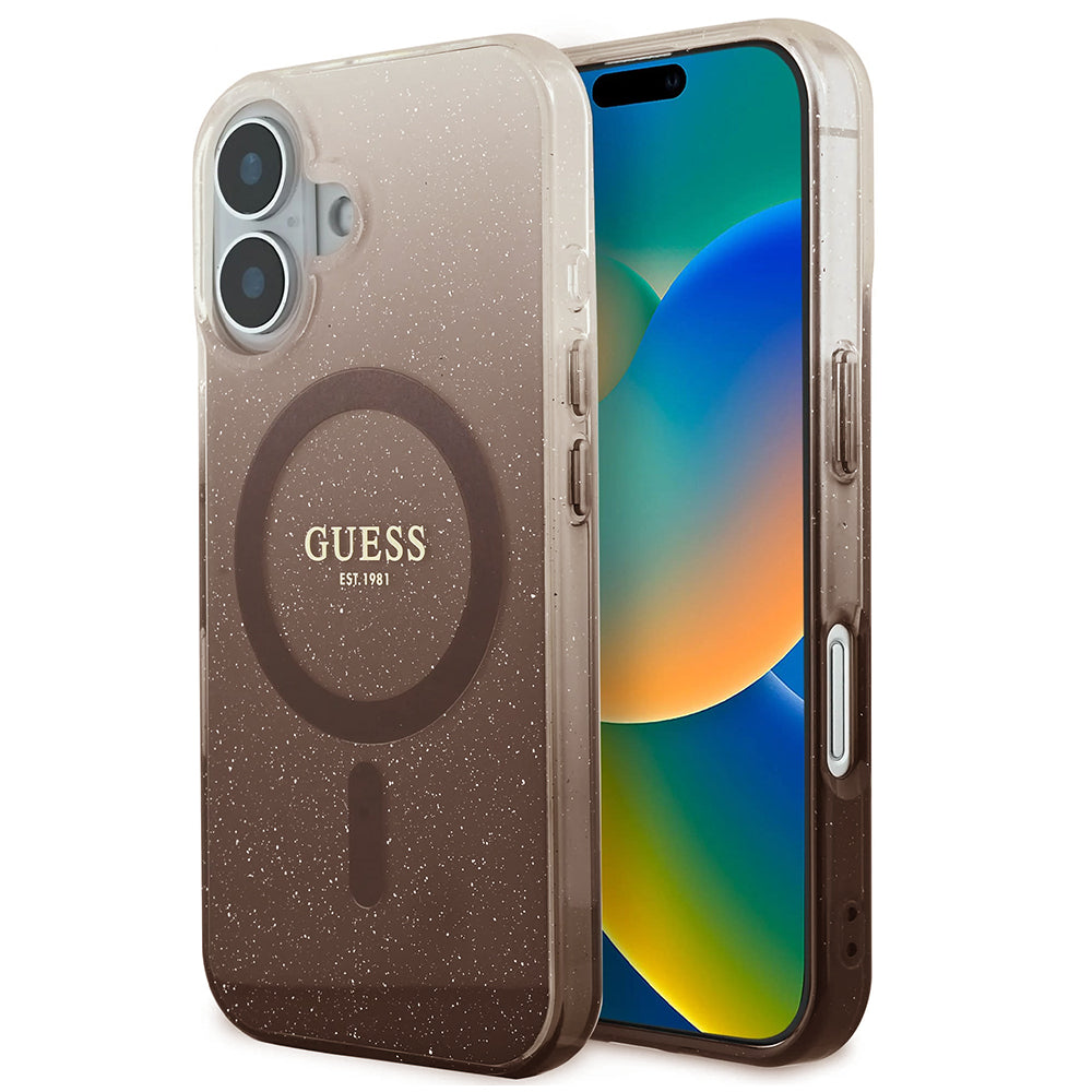 MagSafe cover til Apple iPhone 16 Plus, Guess, IML Glitter Gradient, Brun