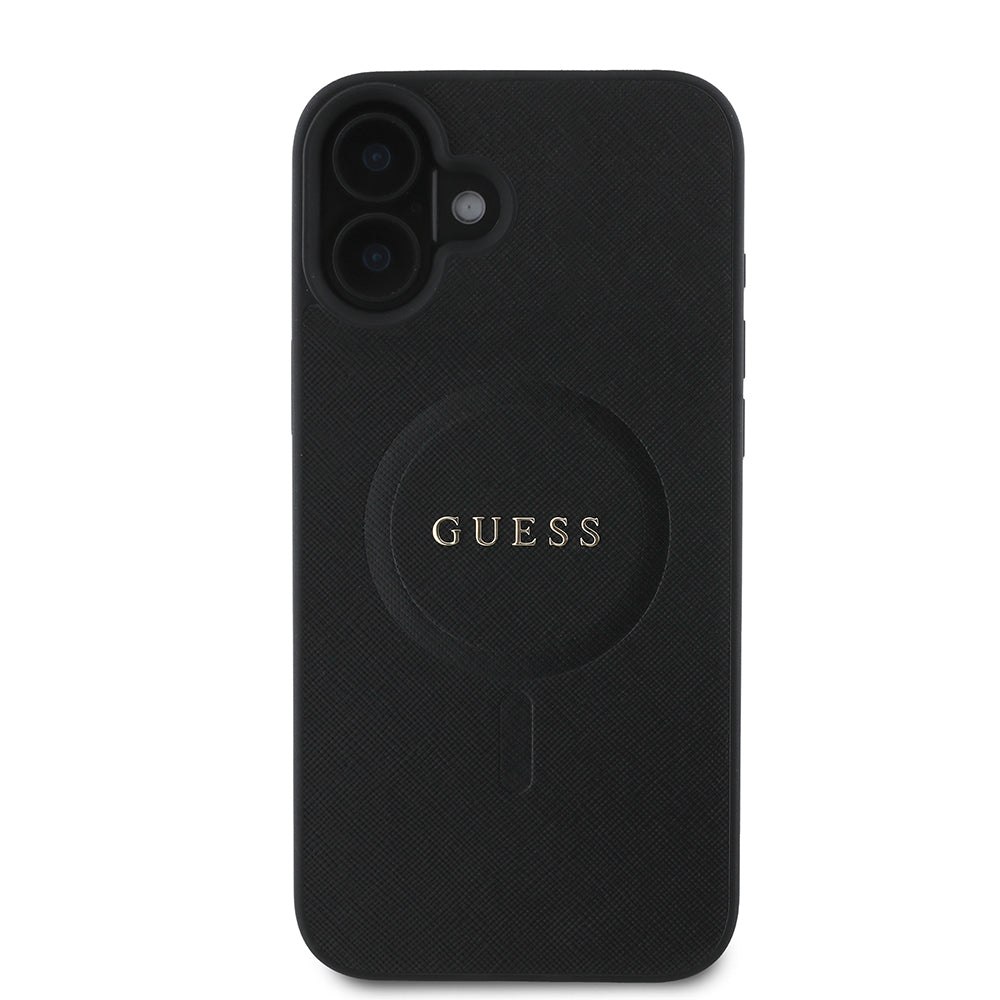 MagSafe cover til Apple iPhone 16 Plus, Guess, Saffiano Classic Logo, Sort