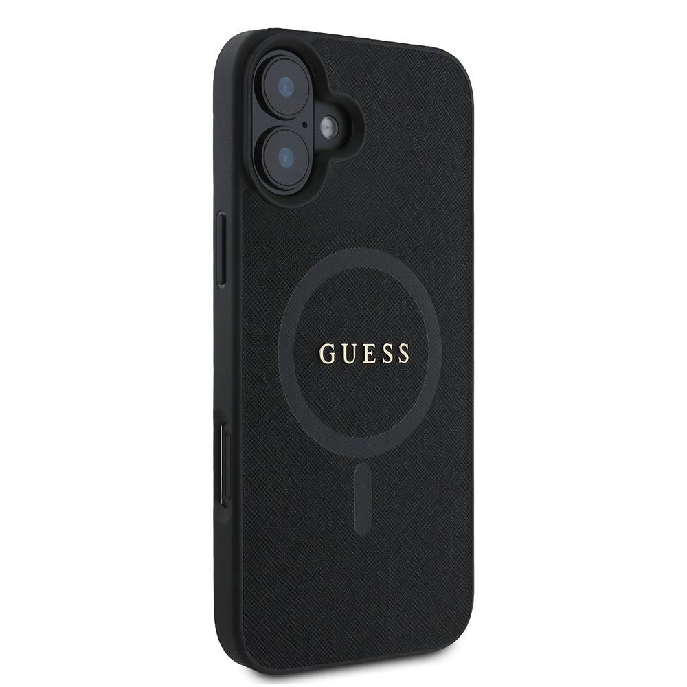 MagSafe cover til Apple iPhone 16 Plus, Guess, Saffiano Classic Logo, Sort