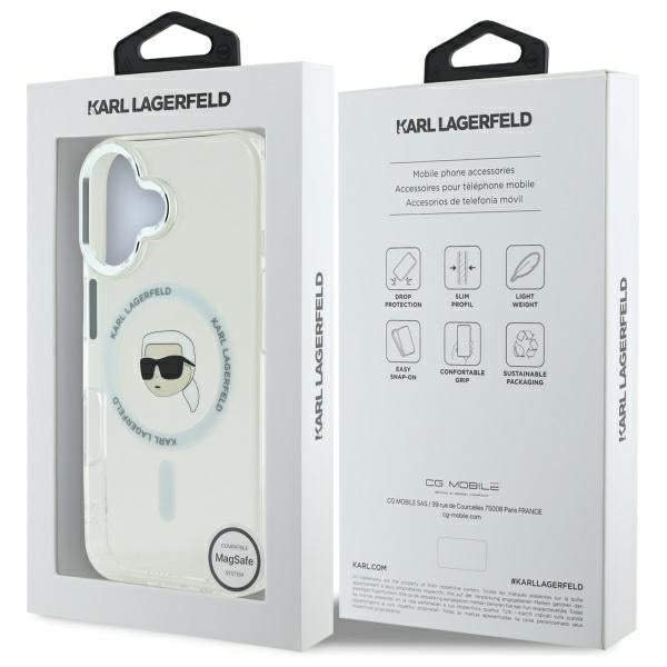 MagSafe cover til Apple iPhone 16 Plus, Karl Lagerfeld, IML Karl's Head, Hvid