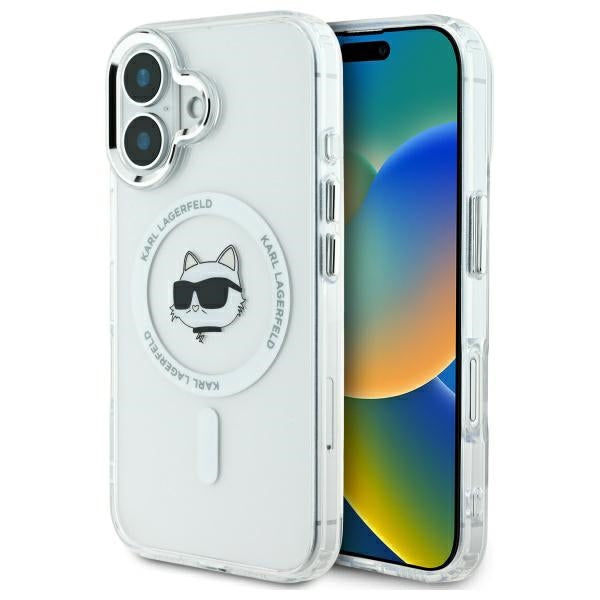 MagSafe cover til Apple iPhone 16 Plus, Karl Lagerfeld, IML Metal Choupette's Head, Hvid