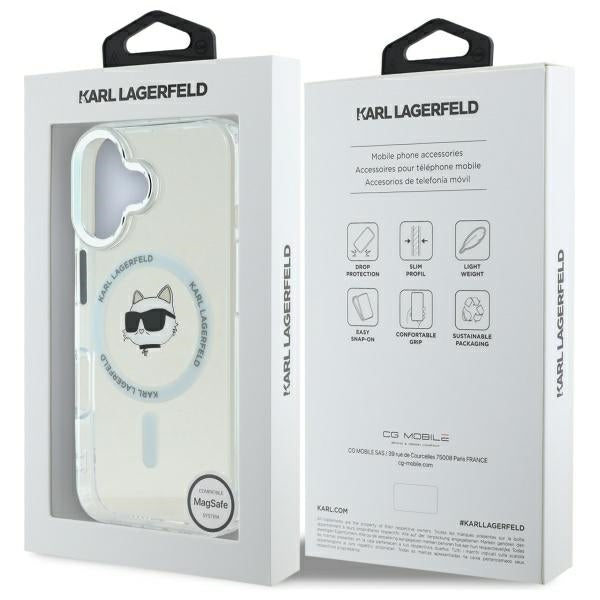 MagSafe cover til Apple iPhone 16 Plus, Karl Lagerfeld, IML Metal Choupette's Head, Hvid