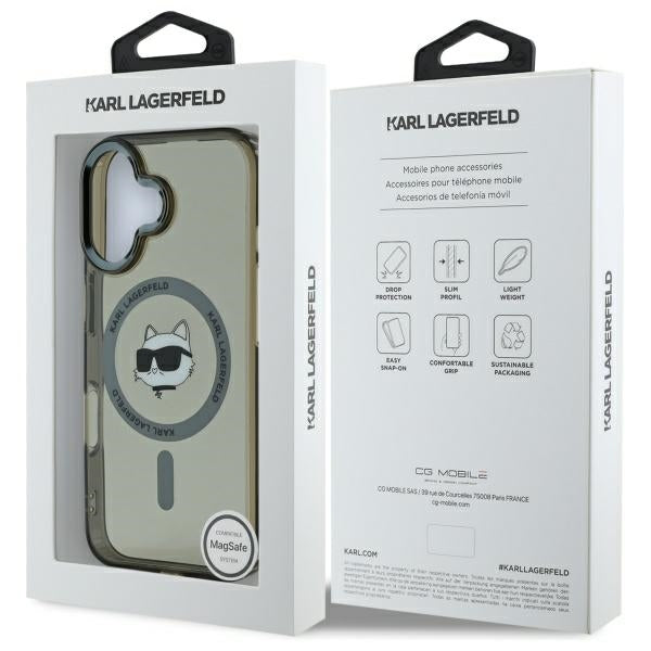MagSafe cover til Apple iPhone 16 Plus, Karl Lagerfeld, IML Metal Choupette's Head, Sort
