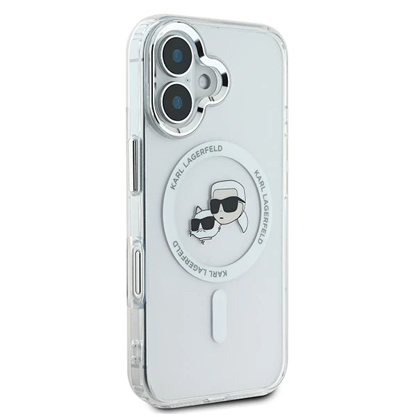 MagSafe cover til Apple iPhone 16 Plus, Karl Lagerfeld, IML Metal Karl & Choupette's Heads, Hvid