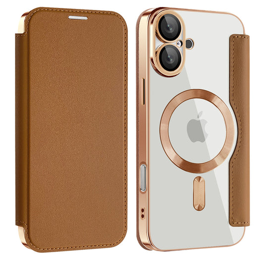 MagSafe-etui til Apple iPhone 16 Plus, Techsuit, SmartMag Book, Brun