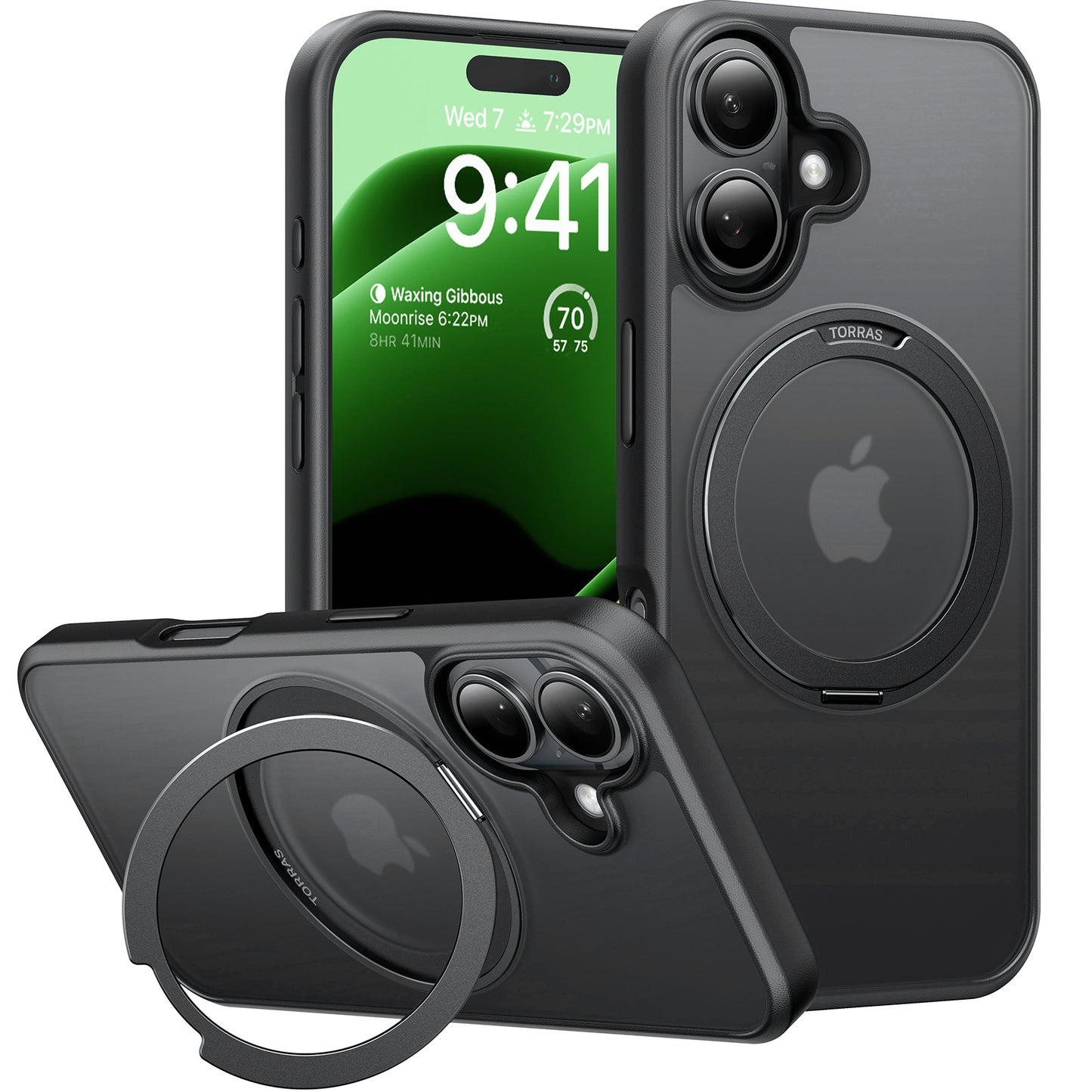 MagSafe cover til Apple iPhone 16 Plus, Torras, Ostand Pro, Sort