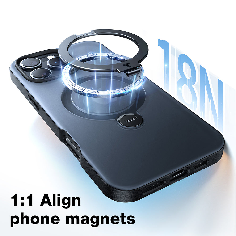MagSafe cover til Apple iPhone 16 Plus, Torras, Ostand Spin, Sort