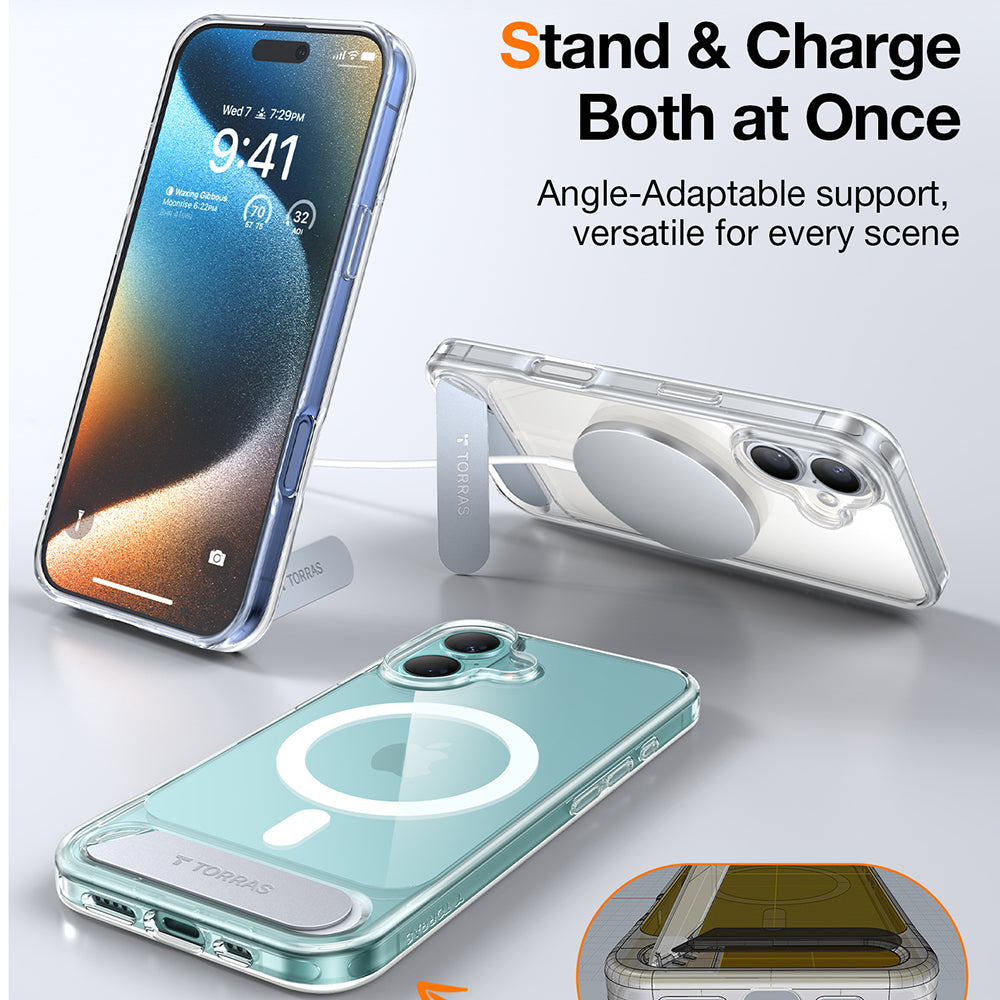 MagSafe cover til Apple iPhone 16 Plus, Torras, Pstand, Transparent