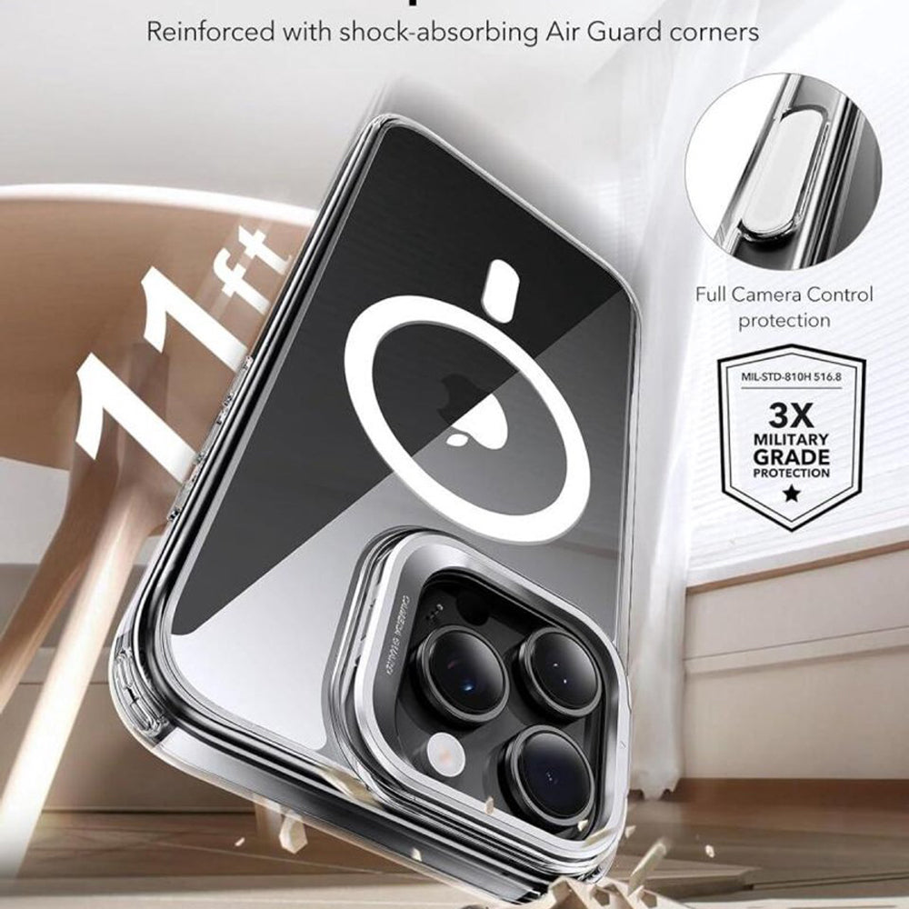 MagSafe cover til Apple iPhone 16 Pro, ESR, Classic Hybrid Kickstand Slide, Transparent