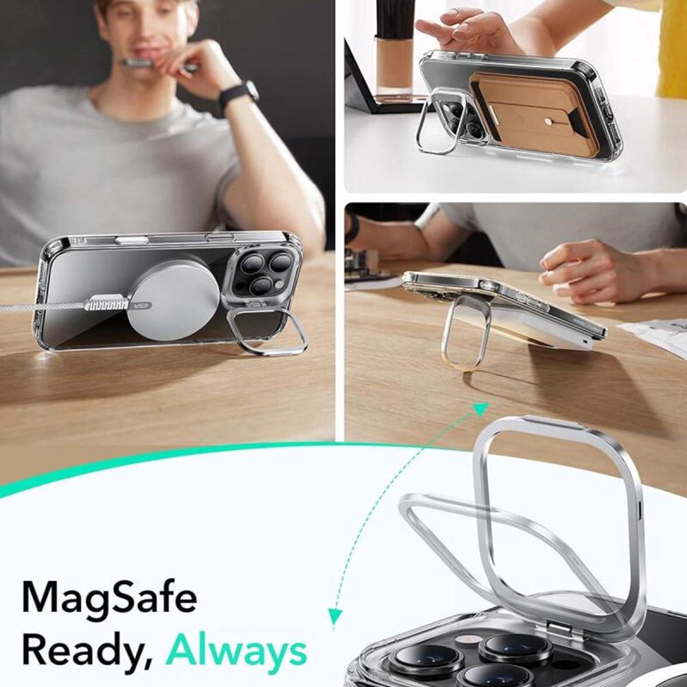 MagSafe cover til Apple iPhone 16 Pro, ESR, Classic Hybrid Kickstand Slide, Transparent