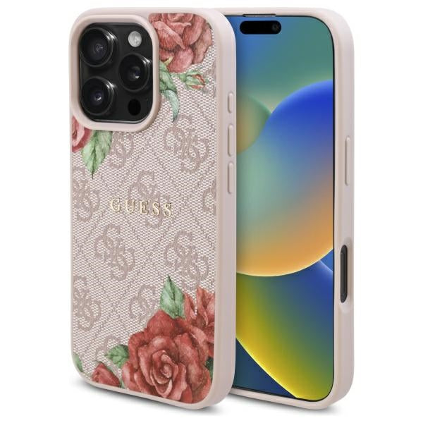 MagSafe cover til Apple iPhone 16 Pro, Guess, 4G Flowers Print, Pink