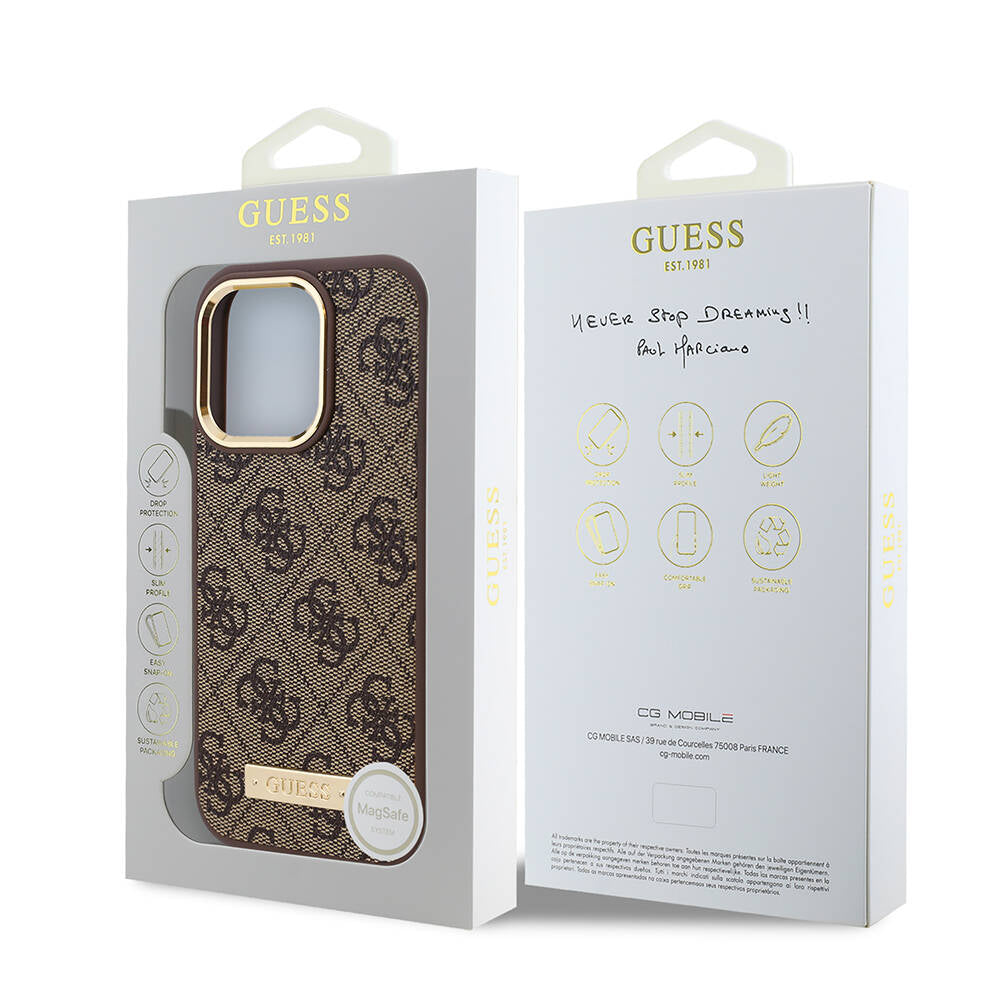 MagSafe cover til Apple iPhone 16 Pro, Guess, 4G Logo Plate, Sort