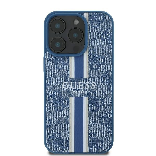 MagSafe cover til Apple iPhone 16 Pro, Guess, 4G Printed Stripes, Blå