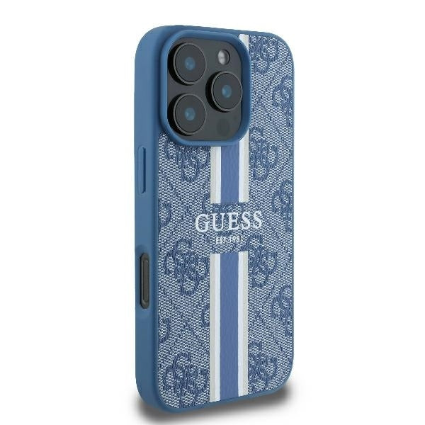 MagSafe cover til Apple iPhone 16 Pro, Guess, 4G Printed Stripes, Blå