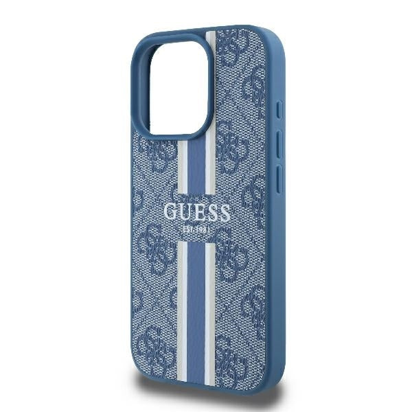 MagSafe cover til Apple iPhone 16 Pro, Guess, 4G Printed Stripes, Blå