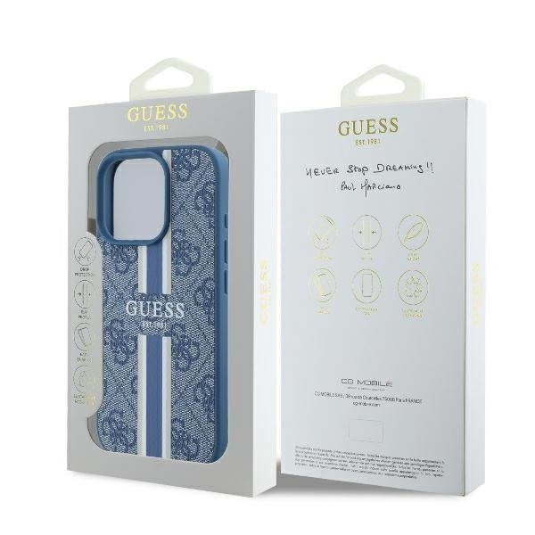 MagSafe cover til Apple iPhone 16 Pro, Guess, 4G Printed Stripes, Blå
