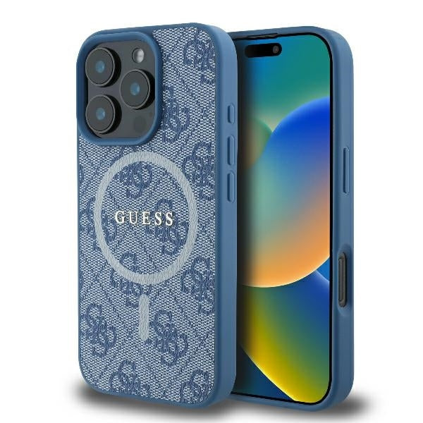 MagSafe cover til Apple iPhone 16 Pro, Guess, 4G Ring Classic Logo, Blå