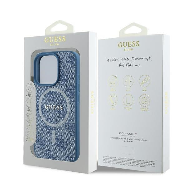 MagSafe cover til Apple iPhone 16 Pro, Guess, 4G Ring Classic Logo, Blå