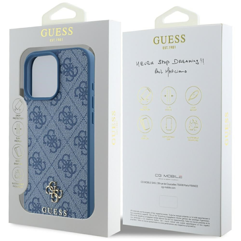 MagSafe cover til Apple iPhone 16 Pro, Guess, 4G Small and Classic Logo, Blå