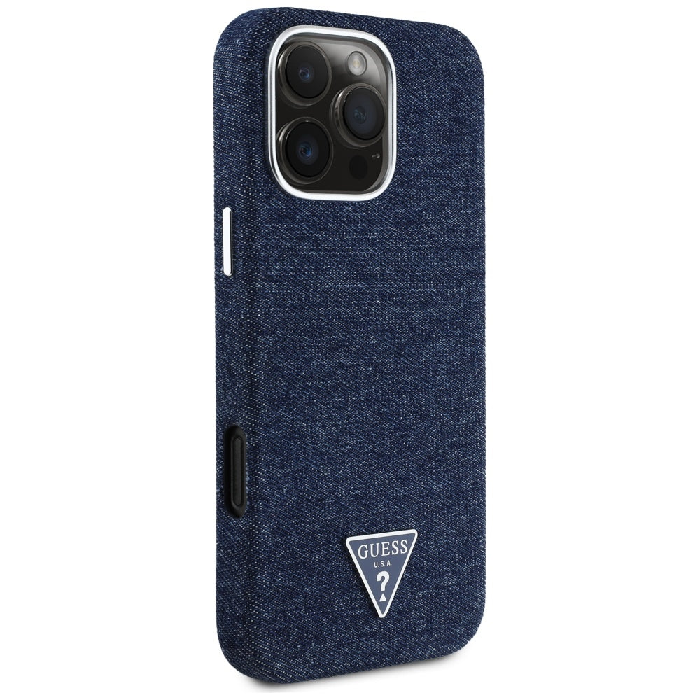 MagSafe cover til Apple iPhone 16 Pro, Guess, Denim Triangle Logo, Blå