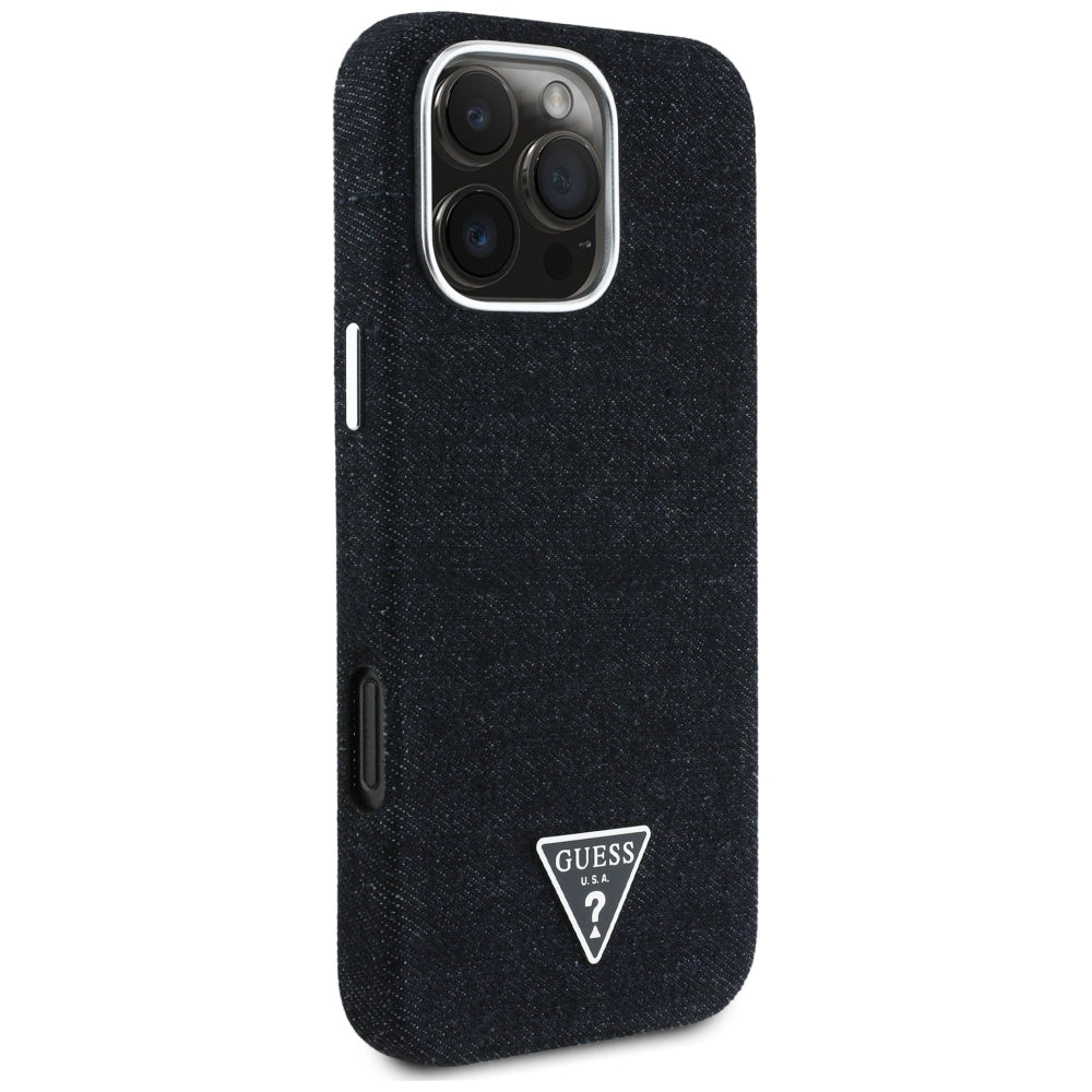 MagSafe cover til Apple iPhone 16 Pro, Guess, Denim Triangle Logo, Sort