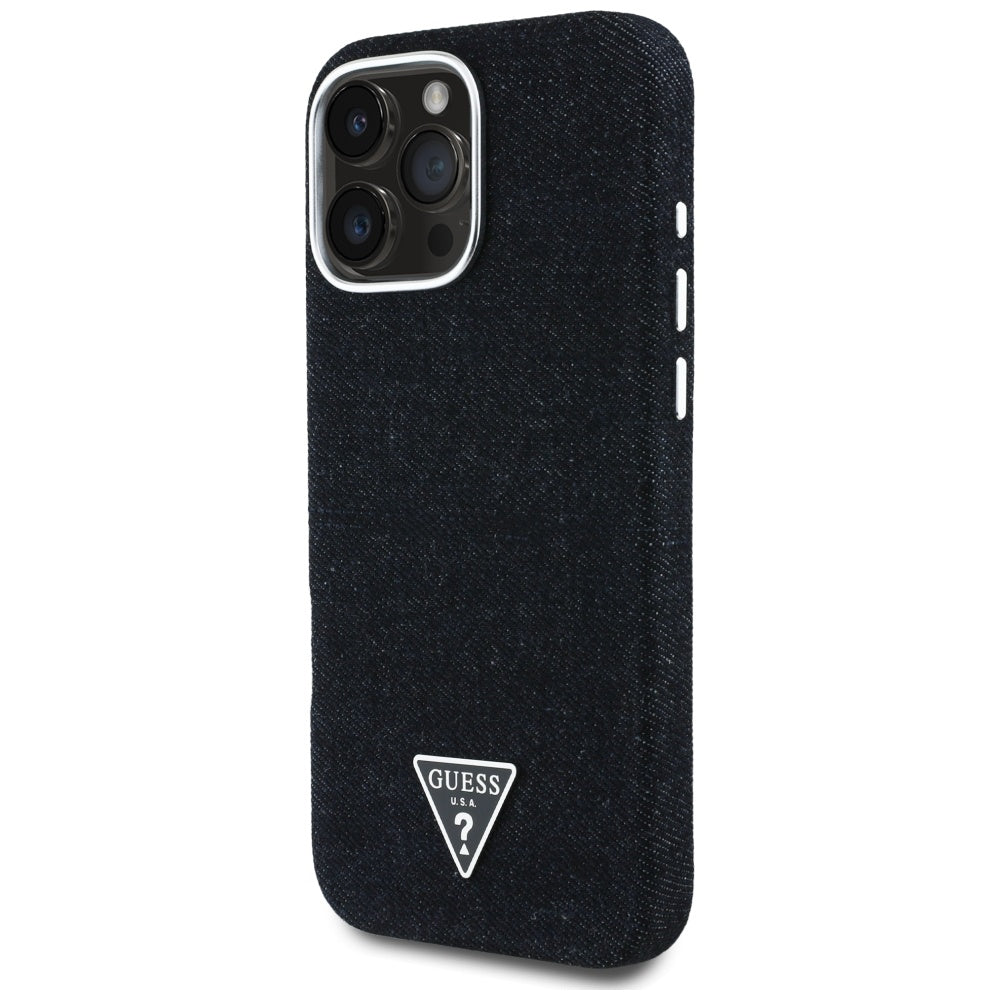 MagSafe cover til Apple iPhone 16 Pro, Guess, Denim Triangle Logo, Sort