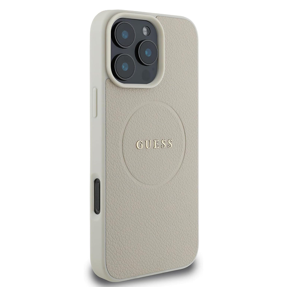 MagSafe cover til Apple iPhone 16 Pro, Guess, Grained Gold Ring, Beige
