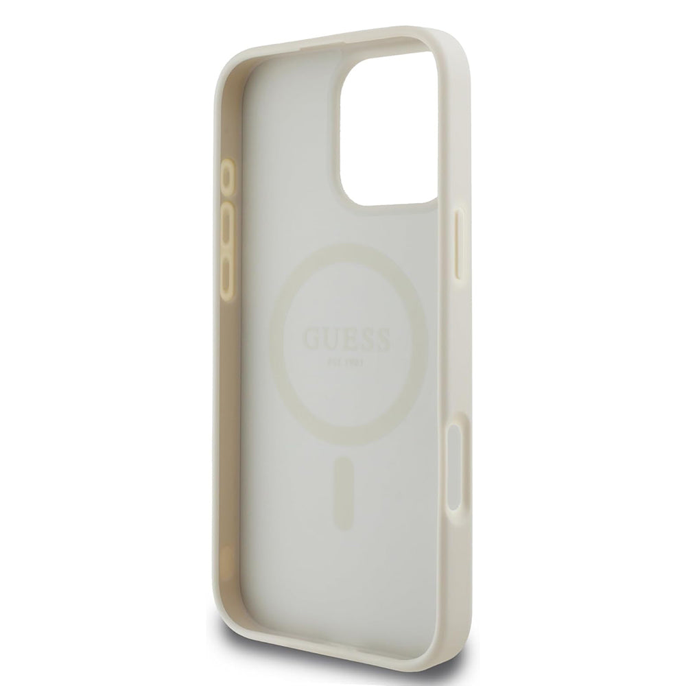 MagSafe cover til Apple iPhone 16 Pro, Guess, Grained Gold Ring, Beige