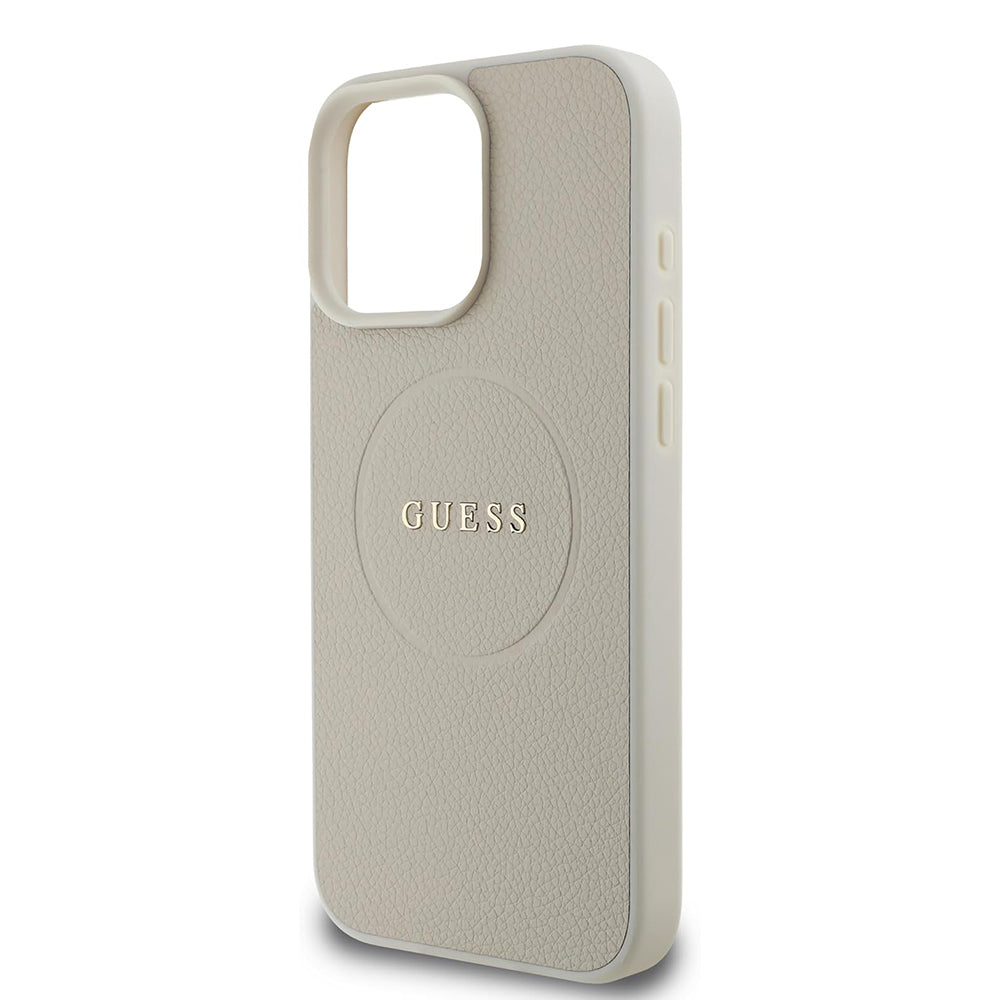 MagSafe cover til Apple iPhone 16 Pro, Guess, Grained Gold Ring, Beige