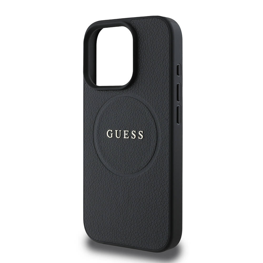 MagSafe cover til Apple iPhone 16 Pro, Guess, Grained Gold Ring, Sort
