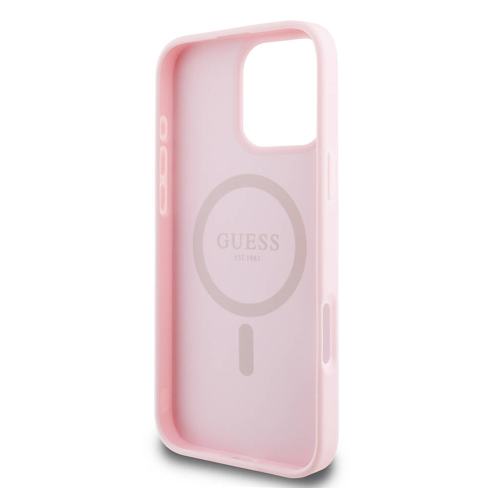 MagSafe cover til Apple iPhone 16 Pro, Guess, Grained Gold Ring, Pink