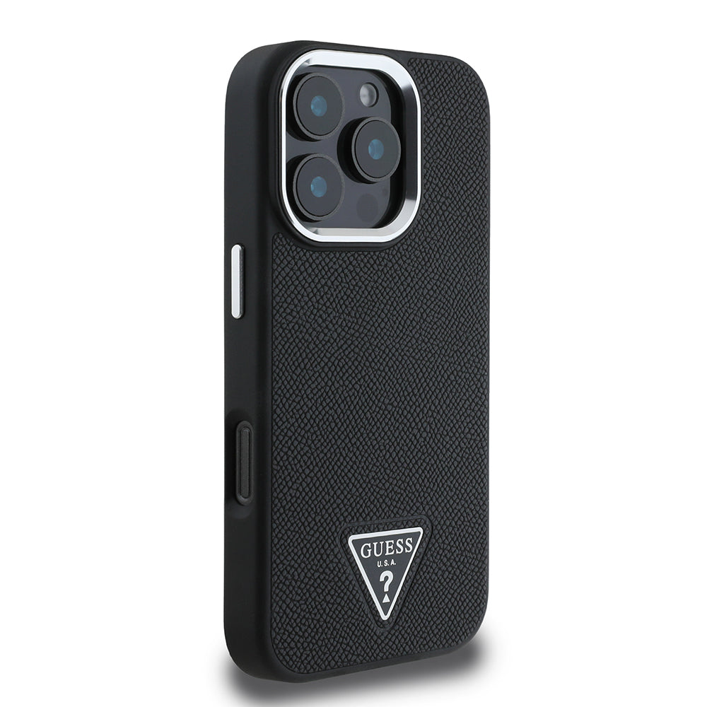 MagSafe cover til Apple iPhone 16 Pro, Guess, Grained Triangle Logo, Sort