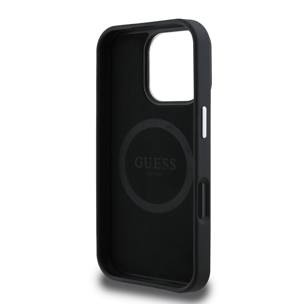 MagSafe cover til Apple iPhone 16 Pro, Guess, Grained Triangle Logo, Sort