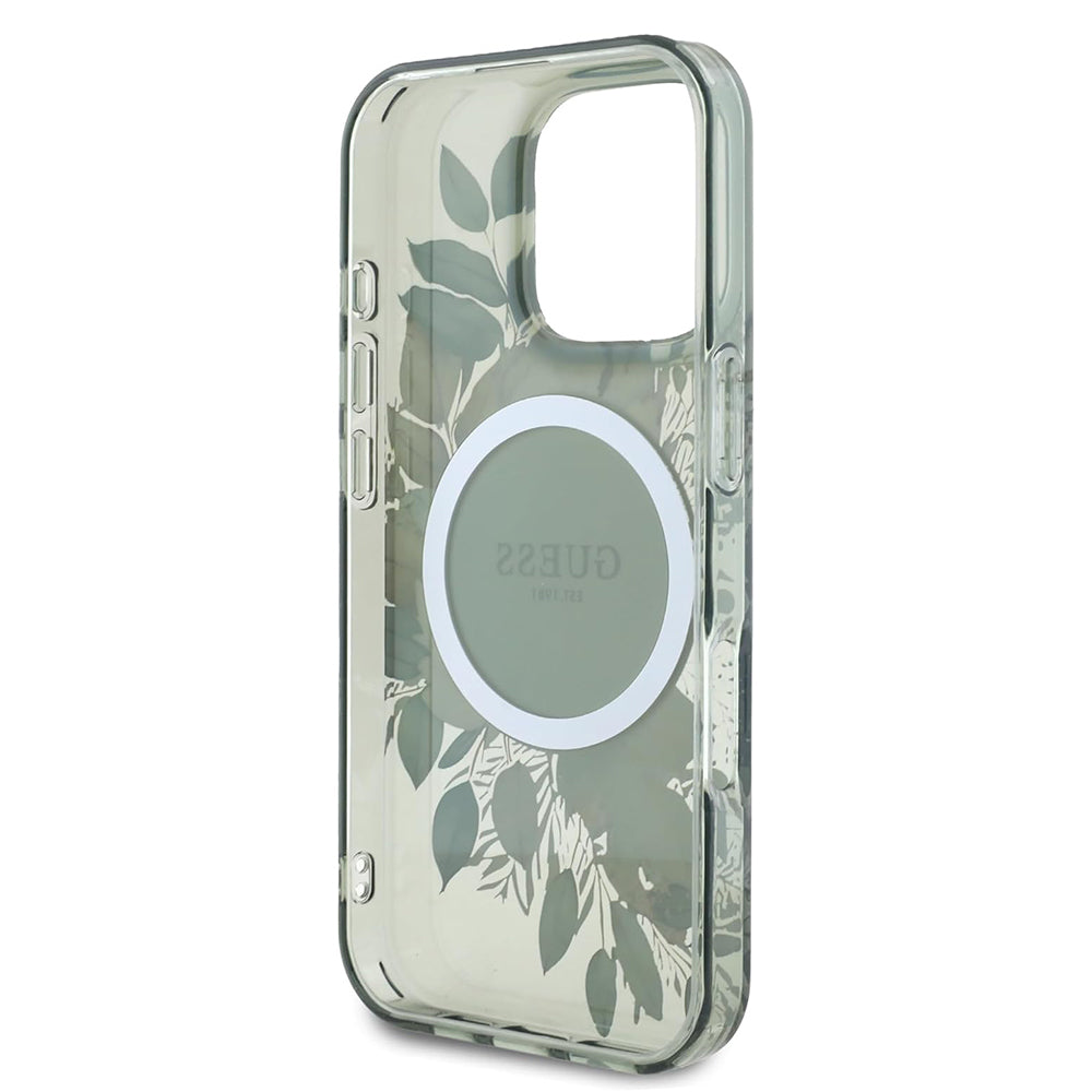 MagSafe cover til Apple iPhone 16 Pro, Guess, IML Flower & Tonal Circle, Grøn