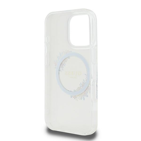 MagSafe cover til Apple iPhone 16 Pro, Guess, IML Flowers Wreath, Transparent