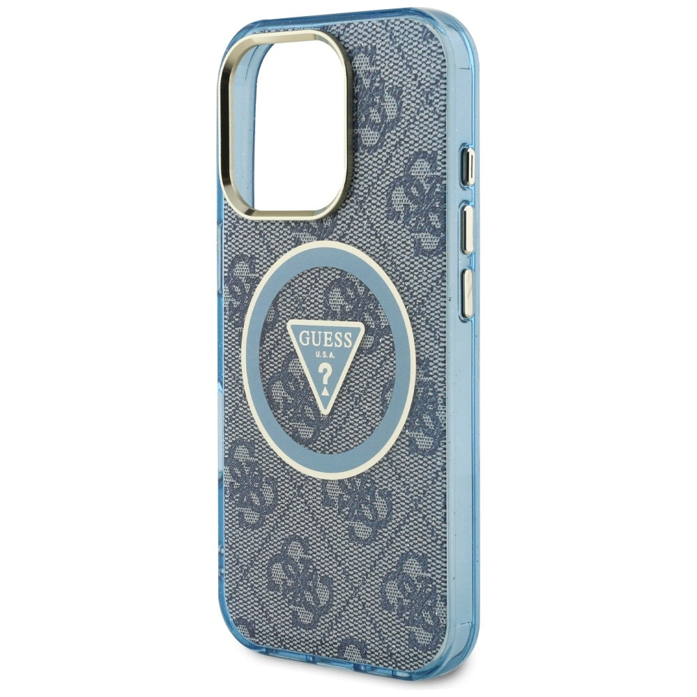 MagSafe cover til Apple iPhone 16 Pro, Guess, IML Glitter 4G Circle Triangle, Blå