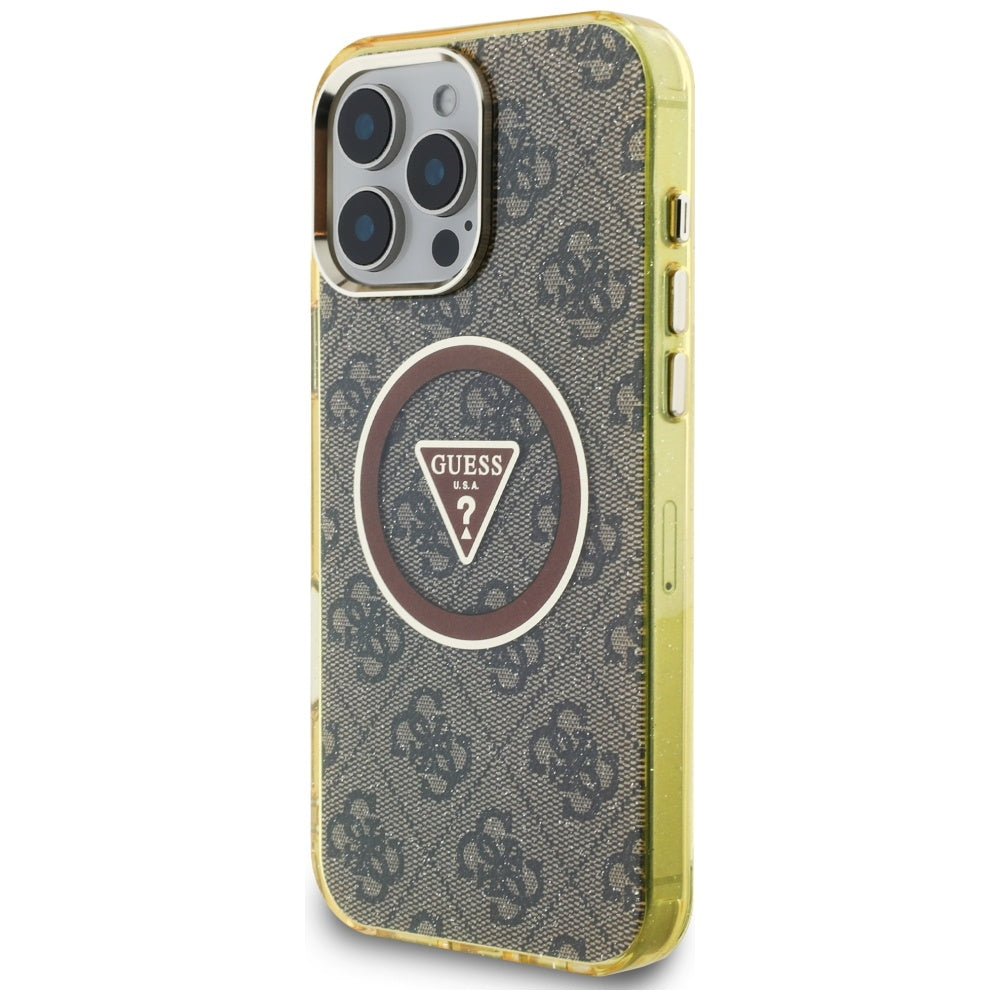MagSafe cover til Apple iPhone 16 Pro, Guess, IML Glitter 4G Circle Triangle, Brun